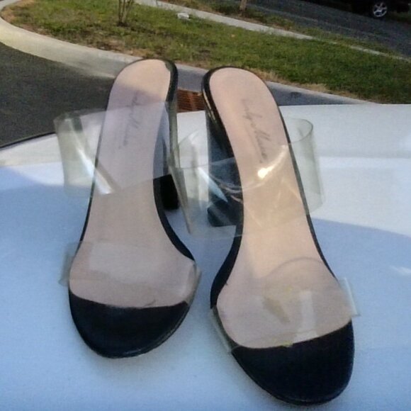 Only Maker Clear Strap Heels – Black Toe Cap, Y2K-Inspired, Size 9.5-10 - Picture 3 of 4